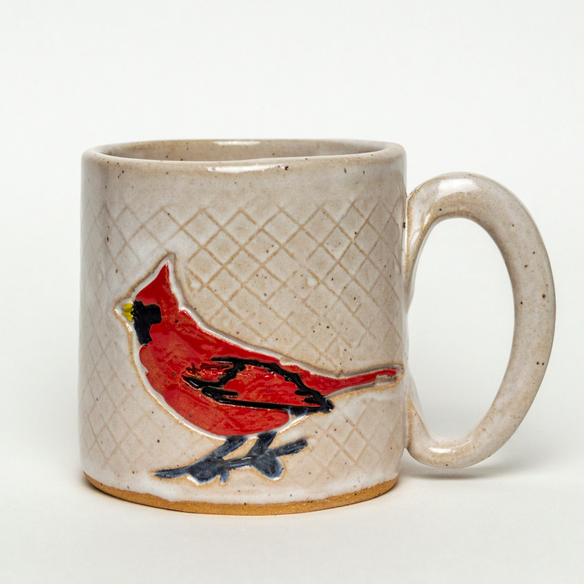Cardinal on White Stoneware 10oz Mug – White Squirrel Clayworks