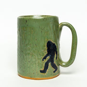 Handmade Ceramic 16 Oz Green Mug With A Bigfoot Sasquatch